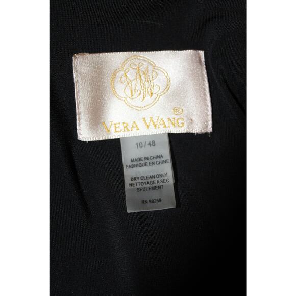 Vera Wang Black Twist Front Ruffle Hem Midi Dress Women’s 10 - Picture 4 of 6